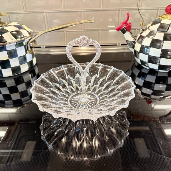 Vintage Crystal candy dish with silver handle - Picture 1 of 13